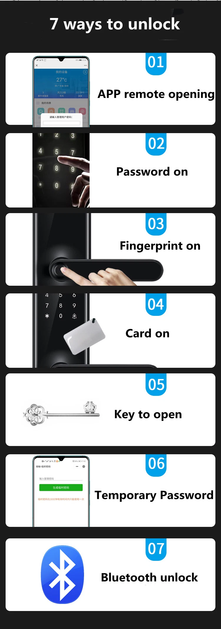 Automatic Biometric Lock RFID IC Card WiFi APP Combination Home Security Tuya Fingerprint Smart Door Lock